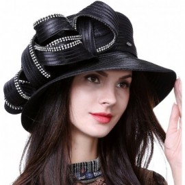 Sun Hats Sweet Cute Cloche Oaks Church Dress Bowler Derby Wedding Hat Party S606-A - Rhinestone-black - CC180N3MQT0 $32.74