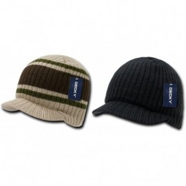 Skullies & Beanies Campus Jeep Cap Asst Colors 2 PK - Stripe Khaki / Solid Black - C3127DIZOBX $15.06