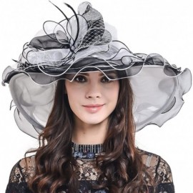 Sun Hats Womens Kentucky Derby Church Dress Wedding Floral Tea Party Hat S056 - White/Black - CA11X5YM5XF $20.98