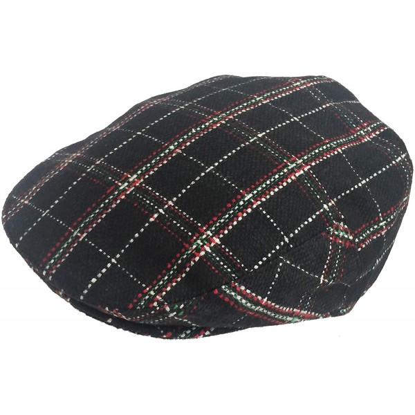 Newsboy Caps Plaid Wool Blend Ivy Scally Cap Plaid Houndstooth Driver Hat Newsboy Flat Irish Jeff - Black Red Green - CR193RX...