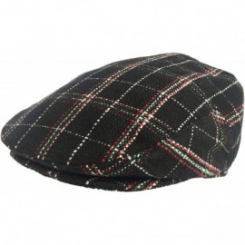 Newsboy Caps Plaid Wool Blend Ivy Scally Cap Plaid Houndstooth Driver Hat Newsboy Flat Irish Jeff - Black Red Green - CR193RX...