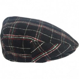 Newsboy Caps Plaid Wool Blend Ivy Scally Cap Plaid Houndstooth Driver Hat Newsboy Flat Irish Jeff - Black Red Green - CR193RX...