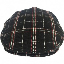 Newsboy Caps Plaid Wool Blend Ivy Scally Cap Plaid Houndstooth Driver Hat Newsboy Flat Irish Jeff - Black Red Green - CR193RX...