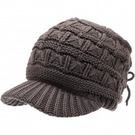 Skullies & Beanies Women's Knitted Newsboy Hat Double Layer Visor Beanie Cap with Soft Warm Fleece Lining - CJ194UIKDKX $13.45
