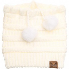 Skullies & Beanies Women's Ponytail Messy Bun Beanie Ribbed Knit Hat Cap with Adjustable Pom Pom String - Off White - C618H4H...