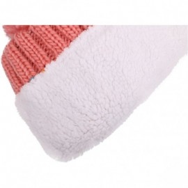 Skullies & Beanies Women's Winter Soft Knit Beanie Hat with Faux Fur Pom Pom - Mix Pink_fleece Lined - C8193MWGYDN $8.38