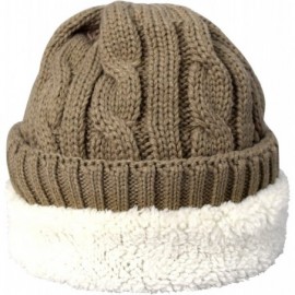 Skullies & Beanies Double Layer Fleece Lined Unisex Cable Knit Winter Beanie Hat Cap - Taupe - C512NE118E5 $17.23