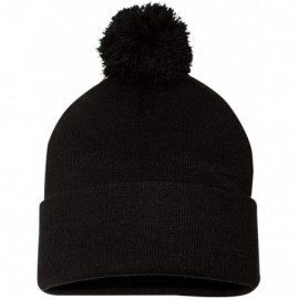 Skullies & Beanies SP15 - Pom Pom Knit Cap - Black - C811IRYMGK5 $6.38