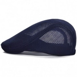 Newsboy Caps Men Breathable Mesh Summer Hat Newsboy Beret Ivy Cap Cabbie Flat Cap - Style3- Navy - C918SHL8LDY $7.81