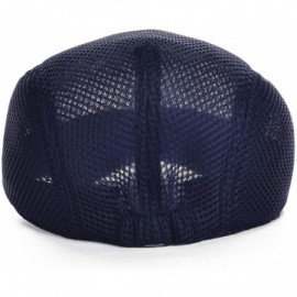 Newsboy Caps Men Breathable Mesh Summer Hat Newsboy Beret Ivy Cap Cabbie Flat Cap - Style3- Navy - C918SHL8LDY $7.81