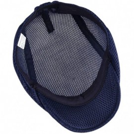 Newsboy Caps Men Breathable Mesh Summer Hat Newsboy Beret Ivy Cap Cabbie Flat Cap - Style3- Navy - C918SHL8LDY $7.81