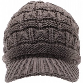 Skullies & Beanies Women's Knitted Newsboy Hat Double Layer Visor Beanie Cap with Soft Warm Fleece Lining - CJ194UIKDKX $13.45