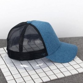 Baseball Caps Mesh Snapback Trucker Baseball Cap Hat with Adjustable Snapback Strap - Black/Blue - C4182E5EHUE $9.04