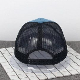 Baseball Caps Mesh Snapback Trucker Baseball Cap Hat with Adjustable Snapback Strap - Black/Blue - C4182E5EHUE $18.80