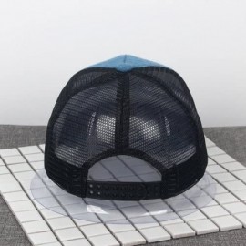 Baseball Caps Mesh Snapback Trucker Baseball Cap Hat with Adjustable Snapback Strap - Black/Blue - C4182E5EHUE $9.04