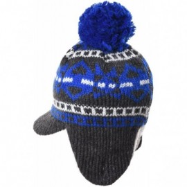 Skullies & Beanies Knit Fleece Fairs Isle Nordic Ear Flap Pom Beanie Hat CR7500 - Grey - CL12N0I9KHG $19.39