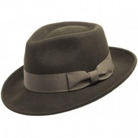 Fedoras Brooklyn Crushable Wool Felt Fedora Dress Hat - Olive - CA18NI4QKKW $101.22