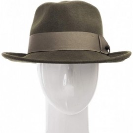 Fedoras Brooklyn Crushable Wool Felt Fedora Dress Hat - Olive - CA18NI4QKKW $64.78