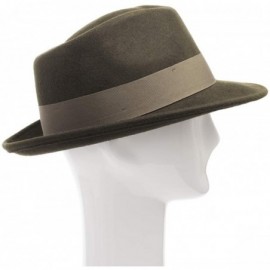 Fedoras Brooklyn Crushable Wool Felt Fedora Dress Hat - Olive - CA18NI4QKKW $64.78