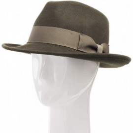 Fedoras Brooklyn Crushable Wool Felt Fedora Dress Hat - Olive - CA18NI4QKKW $113.37