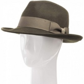 Fedoras Brooklyn Crushable Wool Felt Fedora Dress Hat - Olive - CA18NI4QKKW $64.78