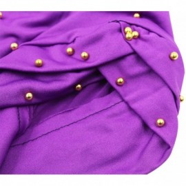 Skullies & Beanies Women India Hat Muslim Beading Braid Tail Chemo Beanie Scarf Turban Cancer Wrap Cap - Light Purple - CQ18W...