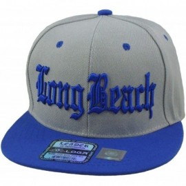 Baseball Caps Long Beach Flat Bill Snapback 3D Embroidery Baseball Hat - Gray/Royal Bill - CA18SOQ7HMA $13.35