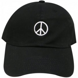 Peace Sign Cotton Baseball Dad Cap - Black - CK17Z2U4TRO