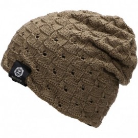 Skullies & Beanies Men/Women's Winter Handcraft Knit Dual-Layered Slouchy Beanie Hat - 7531_khaki - CI12846ONPB $9.54