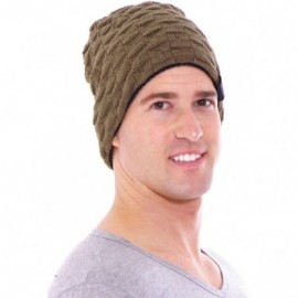 Skullies & Beanies Men/Women's Winter Handcraft Knit Dual-Layered Slouchy Beanie Hat - 7531_khaki - CI12846ONPB $9.54