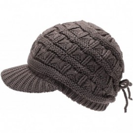 Skullies & Beanies Women's Knitted Newsboy Hat Double Layer Visor Beanie Cap with Soft Warm Fleece Lining - CJ194UIKDKX $28.02