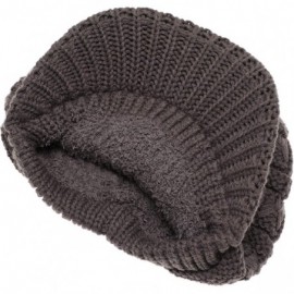 Skullies & Beanies Women's Knitted Newsboy Hat Double Layer Visor Beanie Cap with Soft Warm Fleece Lining - CJ194UIKDKX $28.02