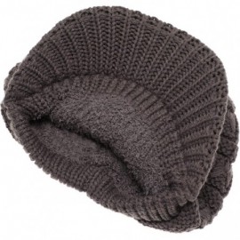 Skullies & Beanies Women's Knitted Newsboy Hat Double Layer Visor Beanie Cap with Soft Warm Fleece Lining - CJ194UIKDKX $13.45