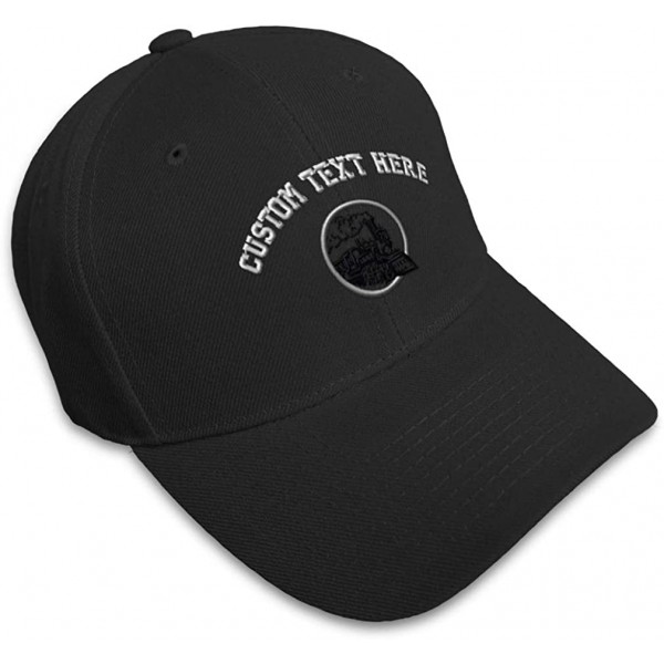 Baseball Caps Custom Baseball Cap Train Embroidery Dad Hats for Men & Women Strap Closure 1 Size - Black - CP18Y3URODL $23.36