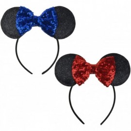 Headbands Mickey Ears Headbands Sequin Hair Band Accessories for Women Girls Cosplay Party - 2 Pack - Red + Royalblue - CW18I...