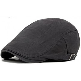 Newsboy Caps Men's Cotton Flat Ivy Newsboy Cap Hunting Hat Pack of 2 - Black/Khaki - CI17AA0YY6H $18.97