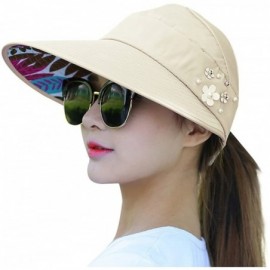 Sun Hats Sun Hats for Women Wide Brim UV Protection Summer Beach Visor - Ornaments-beige - CB18EWD5LU2 $9.99