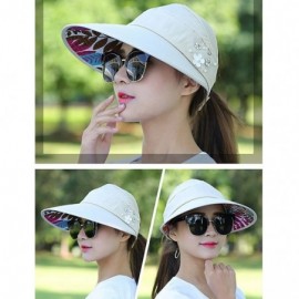 Sun Hats Sun Hats for Women Wide Brim UV Protection Summer Beach Visor - Ornaments-beige - CB18EWD5LU2 $9.99