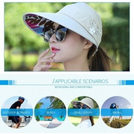 Sun Hats Sun Hats for Women Wide Brim UV Protection Summer Beach Visor - Ornaments-beige - CB18EWD5LU2 $9.99