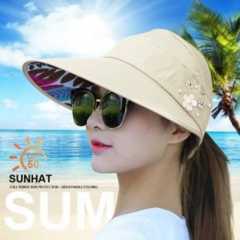 Sun Hats Sun Hats for Women Wide Brim UV Protection Summer Beach Visor - Ornaments-beige - CB18EWD5LU2 $9.99