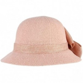 Bucket Hats Women Ladies Big Bow Sun Protection Cloche Bucket Hat Travel Outdoor Wide Brim Bucket Sun Hat - Pink - CE18INZ555...