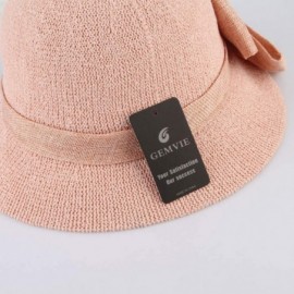 Bucket Hats Women Ladies Big Bow Sun Protection Cloche Bucket Hat Travel Outdoor Wide Brim Bucket Sun Hat - Pink - CE18INZ555...