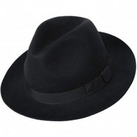 Fedoras Men's Wool Felt Fedora Outback Short Brim Trilby Hat - Black - C918I3AKT56 $35.01