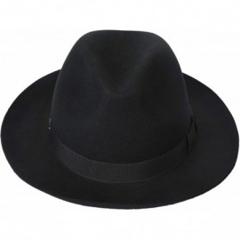 Fedoras Men's Wool Felt Fedora Outback Short Brim Trilby Hat - Black - C918I3AKT56 $23.18