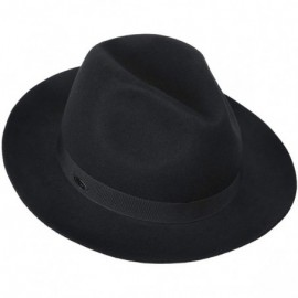 Fedoras Men's Wool Felt Fedora Outback Short Brim Trilby Hat - Black - C918I3AKT56 $23.18