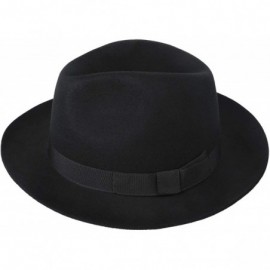 Fedoras Men's Wool Felt Fedora Outback Short Brim Trilby Hat - Black - C918I3AKT56 $23.18