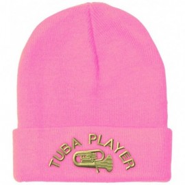 Skullies & Beanies Beanie for Men & Women Tuba Player Embroidery Acrylic Skull Cap Hat 1 Size - Soft Pink - C518ZDMUR2X $14.85
