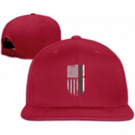 Baseball Caps Mexican American Flag Flat Bill Adjustable Men Trucker Hat Baseball Caps - Dark Red - CJ199C9IH4M $11.66