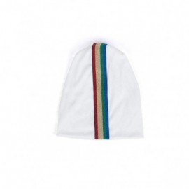Skullies & Beanies Women's Rainbow Striped Slouchy Beanie Hat - White - CZ18X8ND2SD $15.69