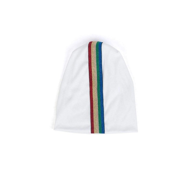 Skullies & Beanies Women's Rainbow Striped Slouchy Beanie Hat - White - CZ18X8ND2SD $15.69